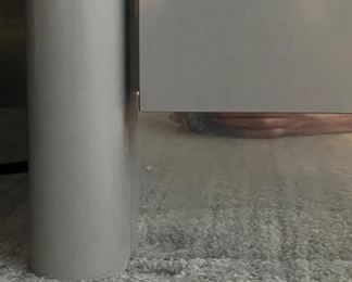 1970s Custom-Built Light Grey Lacquered 2-Drawer Side Table with Mirrored Base - 2 Available. Each Measures 24" x 18" D x 20" H. Photo 4 of 4.