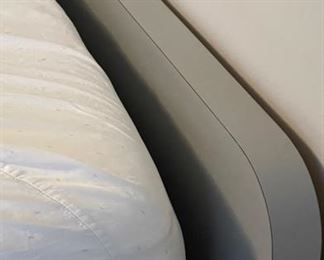 1970s Custom-Built Light Grey Lacquered Queen-Size Platform Bed with Mirrored Base. Headboard Measures 31" H. Photo 1 of 2.