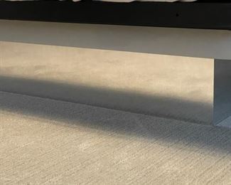 1970s Custom-Built Light Grey Lacquered Queen-Size Platform Bed with Mirrored Base. Headboard Measures 31" H. Photo 2 of 2.