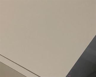 1970s Custom-Built Light Grey Lacquered 2-Drawer Side Table with Mirrored Base - 2 Available. Each Measures 24" x 18" D x 20" H. Photo 2 of 4.