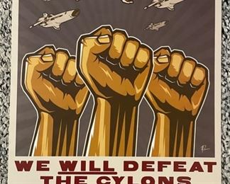 "We Will Defeat The Cylons" Original Poster. Adam Levermore-Rich Designed Battlestar Galactica Poster. 2008.