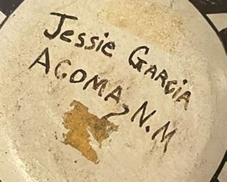 Anasazi Revival Black-on-White Vase by Jessie Garcia, Acoma, N. M. Measures Approximately 5" W x 6" H. Photo 2 of 2.