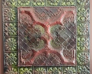 Decorative Antique Ceiling Tin. Measures Approximately 36" x 36."