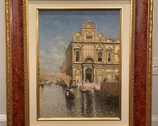 Venice Oil Painting. Unframed Measures 11.5 x 15.5. Unknown Artist.