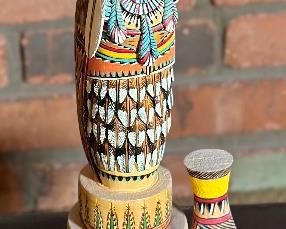 Vintage Navajo Shalako Kachina Rick Johnson Native American Carved Wood	11 inches high	
