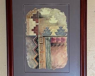 Benson Halwood Navajo Mixed Media Art Original	Frame: 27 x 21in	