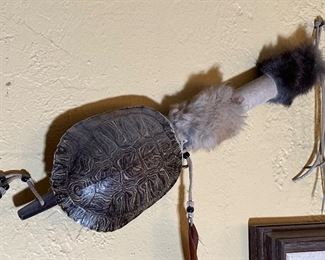 Native American Turtle Shell Rattle	18 inches long	
