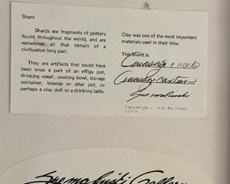 Sue Malinski Signed Arizona Pottery Shard Print Shadowbox	Frame: 9 x 7in	
