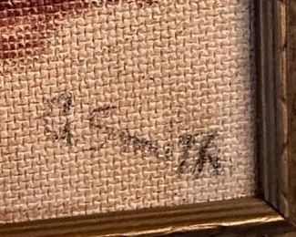 Original Art Oil Painting on Board Floral Still Life in Vase G. Smith #3	Frame: 17 x 13	
