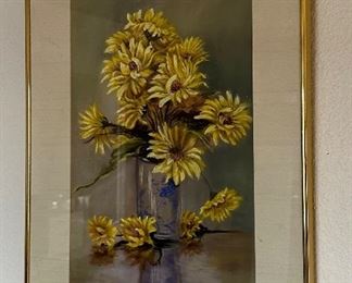 Original Art Floral Still Life Painting	Frame: 22.5 x 17in	
