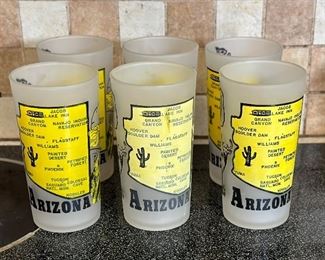 6pc Hazel Atlas Arizona Souvenir Glasses Vintage	5in H x 2.5 in diameter	