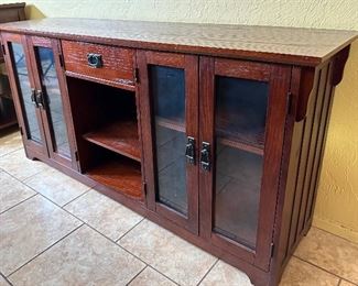 Dark Wood Accent Cabinet With Glass Doors	29 x 60 x 16in	HxWxD
