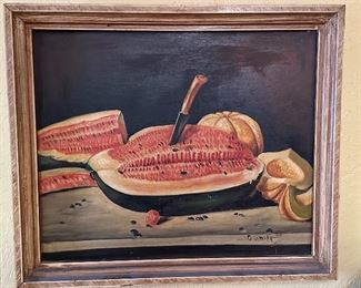 Orignal Art Watermelon G Still Life Smith	Frame: 23 x 27.25.	HxWxD
