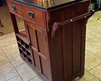 Rolling Kitchen Cart/Wine Cabinet marble Top	35.5 x 18 x 39.in	HxWxD
