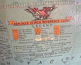 1950s 12in Replogle Globe w/ Book		
