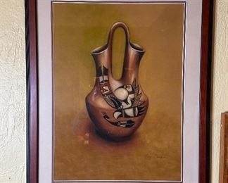 Margo Mandette Native American Wedding Vase Art	Frame: 29x23in	