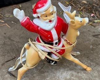 Vintage Miller Merry Christmas Santa Claus On Reindeer Figure Light	