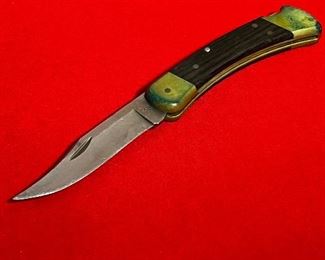 Vintage Old Buck 110 USA Pocket Knife With Case 1of2	8.75 inches unfolded 4.75 folded	
