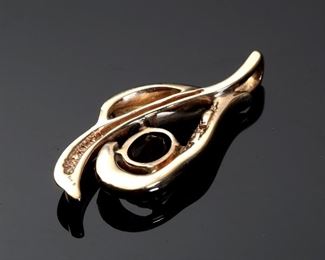 14k Gold Garnet Diamond Modernist Pendant 	Pendant: 31x14mm<BR>Centerstone: 7.5x5.5mm	
