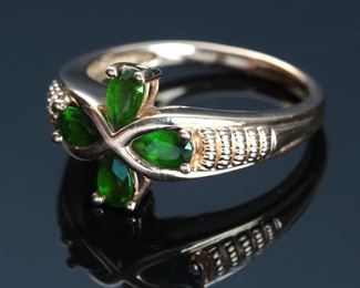 14k Gold Chrome Diopside Cross Ring Sz: 10	Size: 7.75<BR>Centerpiece: 12x12mm	
