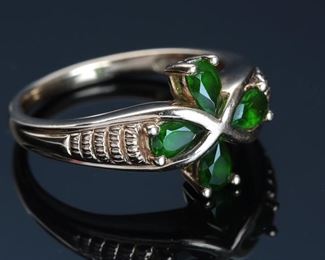 14k Gold Chrome Diopside Cross Ring Sz: 10	Size: 7.75<BR>Centerpiece: 12x12mm	
