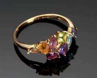 14k Gold Multi Gemstone Ring Size: 9.25