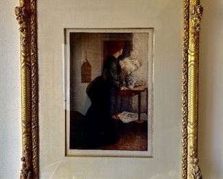 French Waterpaint with Antique Frame
