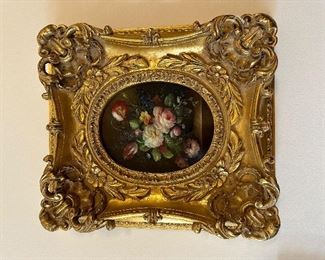 Victorian frame with painted flowers