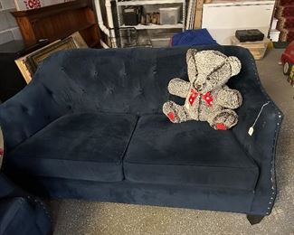 Sofa & Loveseat in a stunning blue.  These are super comfortable at  a reasonable price for both.