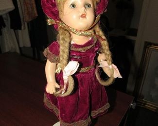 Antique composition doll with human hair