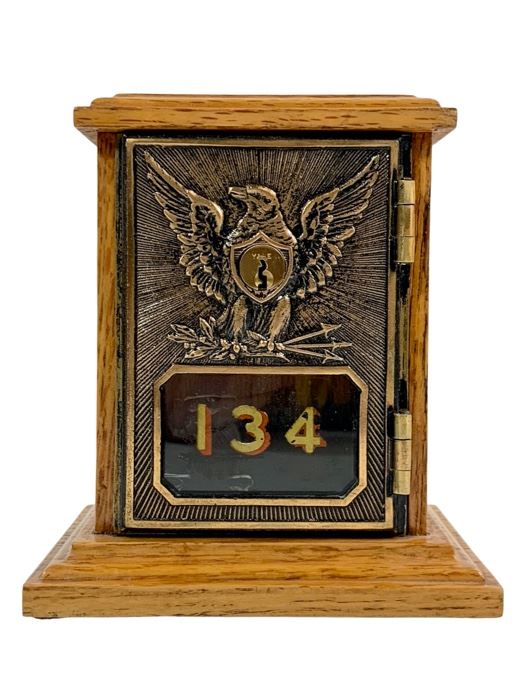 Vintage USPS #134 Oak and Bronze Post Office Box
