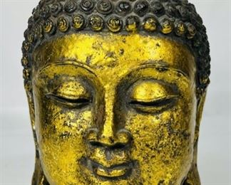 Antique Gilt Bronze Buddha Head