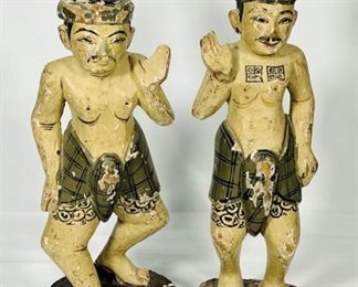 Antique Painted Carved Wood Indonesian