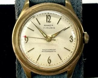 Mod Vintage Anker 21 Rubis/Jewel Shockproof Antimagnetic Mechanical Hand Wind Wristwatch
