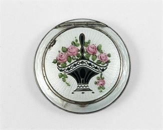 Vintage Art Deco Guilloche Enamel Vanity Compact