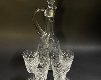 Waterford CRYSTAL CUT MINIATURE GOBLETS & Fine tall Crystal Decanter with stopper
