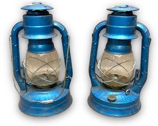 Vintage Pair  Dietz #8 Air Pilot Cold Blast Railroad Lanterns