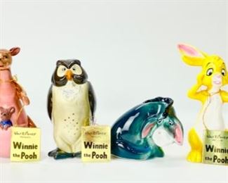 Vintage Enesco Japan Walt Disney's Winnie The Pooh Ceramic Hand Painted Figurines Set Of 6