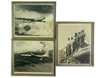 Three Vintage US Military Photographs of a YB-52 Bomber Airplane and Crew