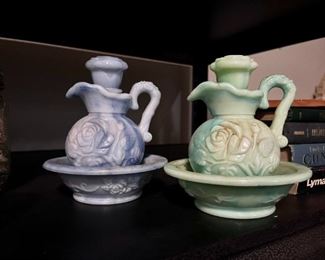 two small pitchers and bowls 