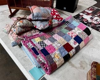 quilt pieces and quilted pillows 