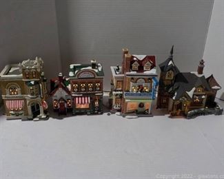 3 Dept 56 Original Snow Village Businesses and the Padded Paw Veterinary from the Santas Workbench Collection