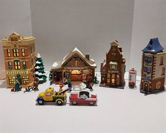 Collection of Dept 56 Christmas Village Pieces