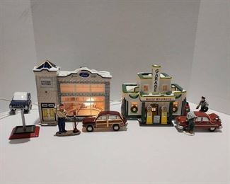 Dept 56 Uptown Motors Ford Holly Brothers Garage and Accessories