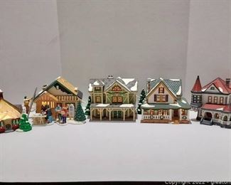 Nice Collection of Christmas Village Houses Includes 4 Original Dept 56 Snow Village and 1 Dickens Collectibles