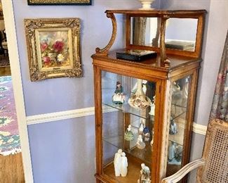 French lighted vitrine 
63” h, 23” w, 13” d

