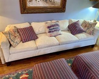 Ivory sofa by Vanguard
104” w, 33” d, 30” h
