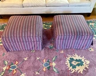 Custom upholstered silk ottomans
