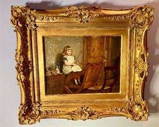 “Young Girl Playing” by British artist George Goodwin Kilburne (1839-1924)
27” x 23”

$3700