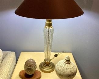 Brass and crystal table lamp by Chapman